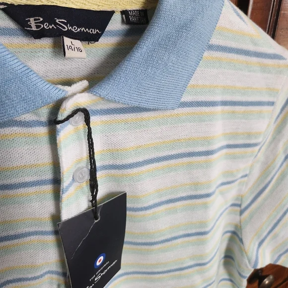 Ben Sherman NWT Striped Polo Short Sleeves Shirt Large 14/16 - Picture 3 of 5